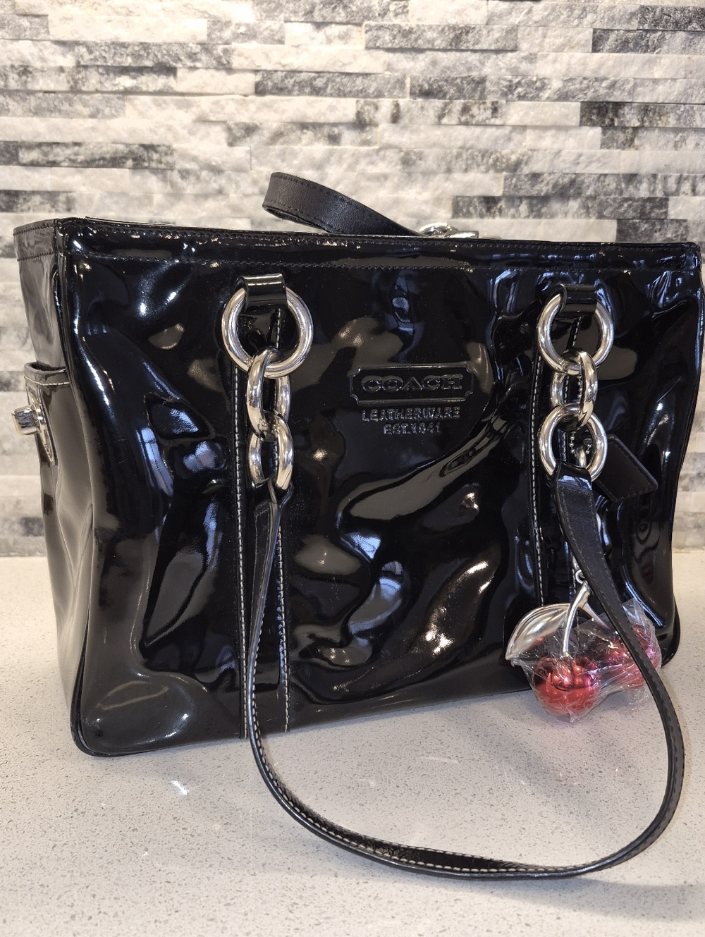 Coach East West Gallery Tote – Black Patent Leather